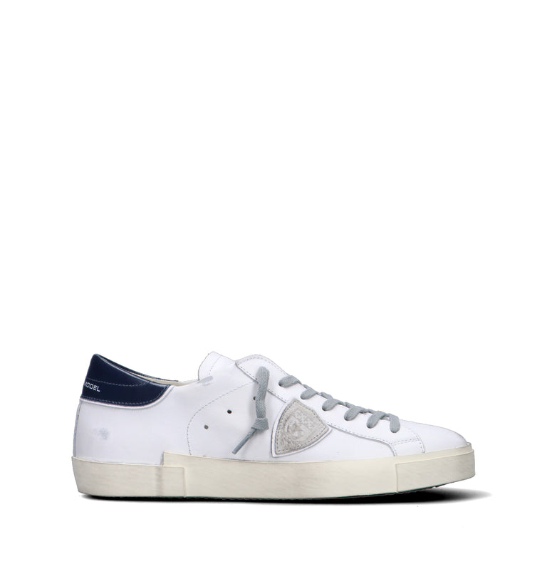 PHILIPPE MODEL Sneaker uomo bianca/blu in pelle.