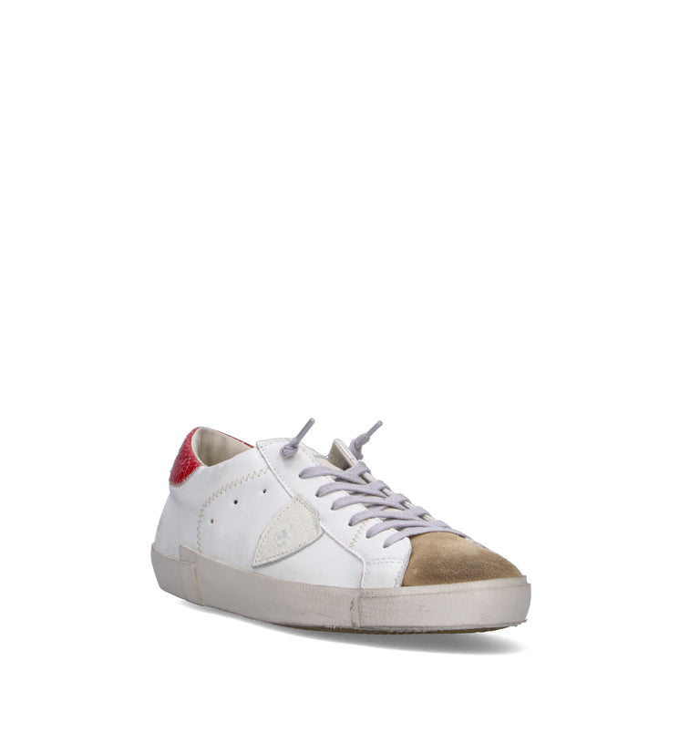 PHILIPPE MODEL Sneaker uomo bianca/rossa in pelle