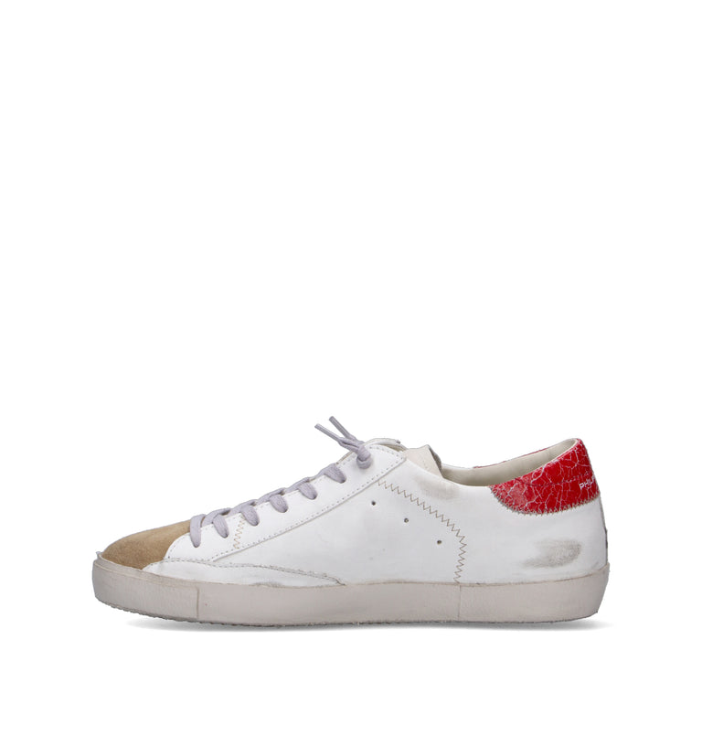 PHILIPPE MODEL Sneaker uomo bianca/rossa in pelle