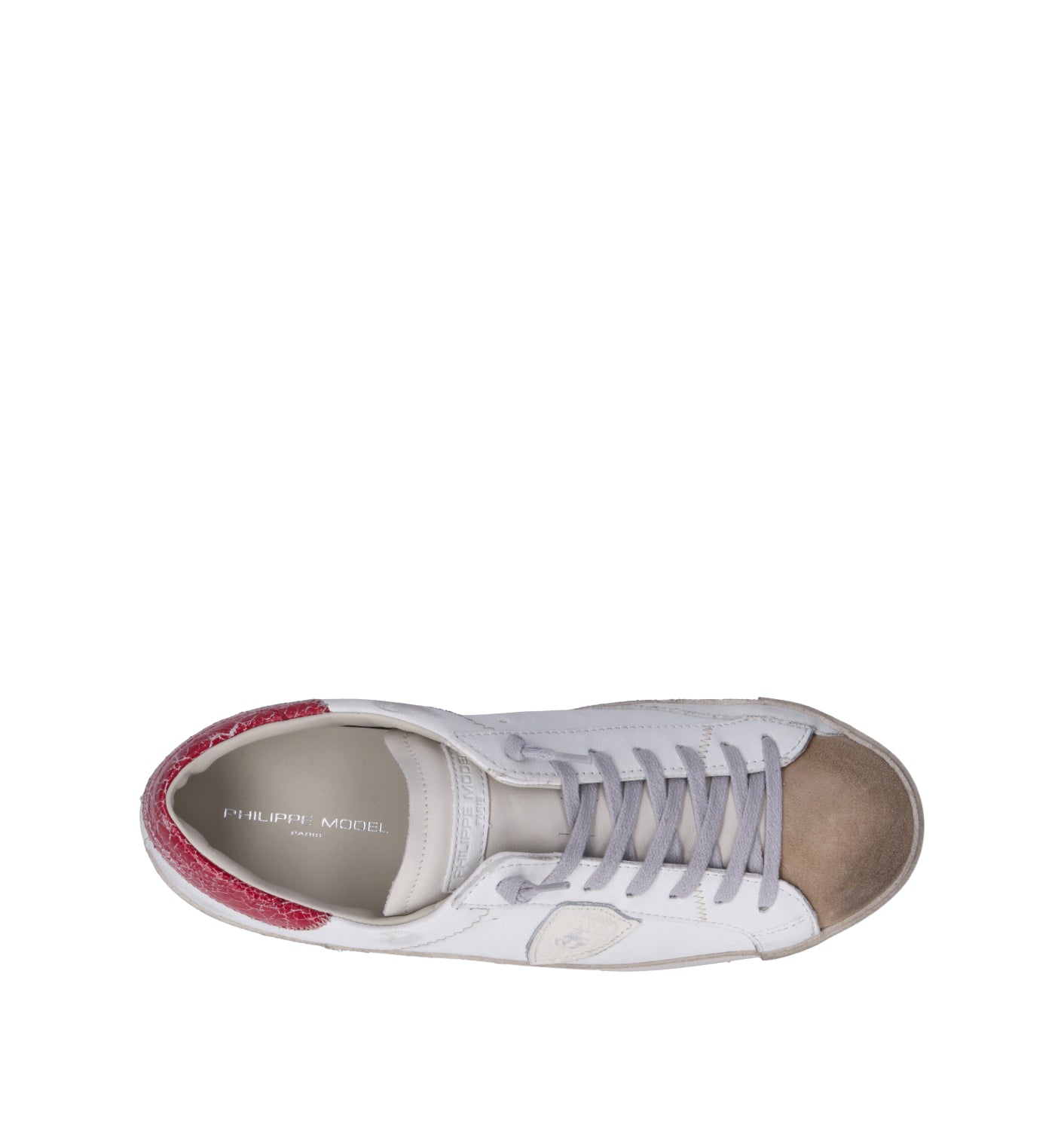 PHILIPPE MODEL Sneaker uomo bianca/rossa in pelle