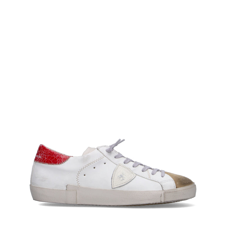 PHILIPPE MODEL Sneaker uomo bianca/rossa in pelle