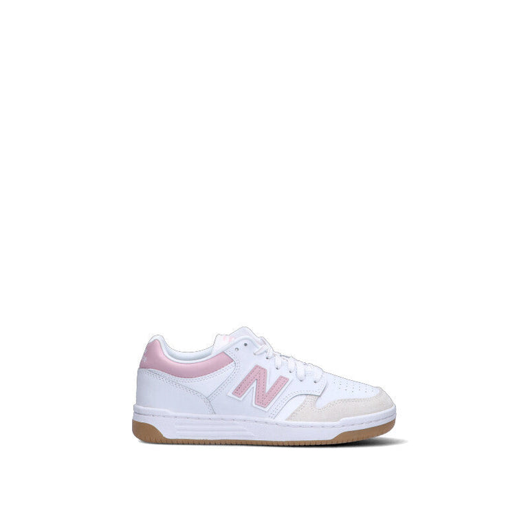 NEW BALANCE - 480 Sneaker bimba bianca/rosa in pelle