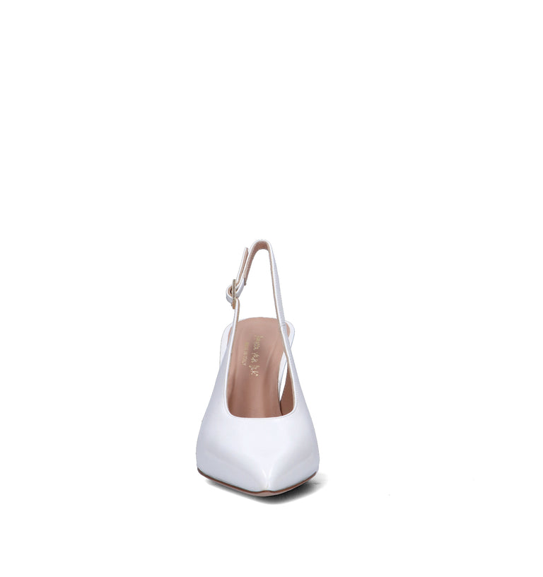 REBECCA VAN DIK Slingback donna bianca in pelle