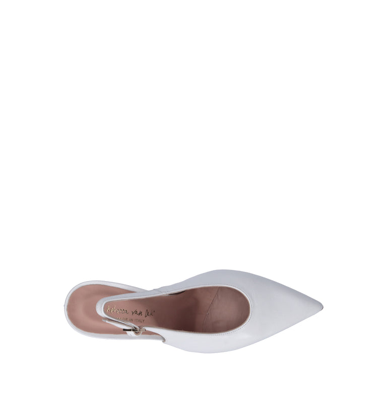 REBECCA VAN DIK Slingback donna bianca in pelle