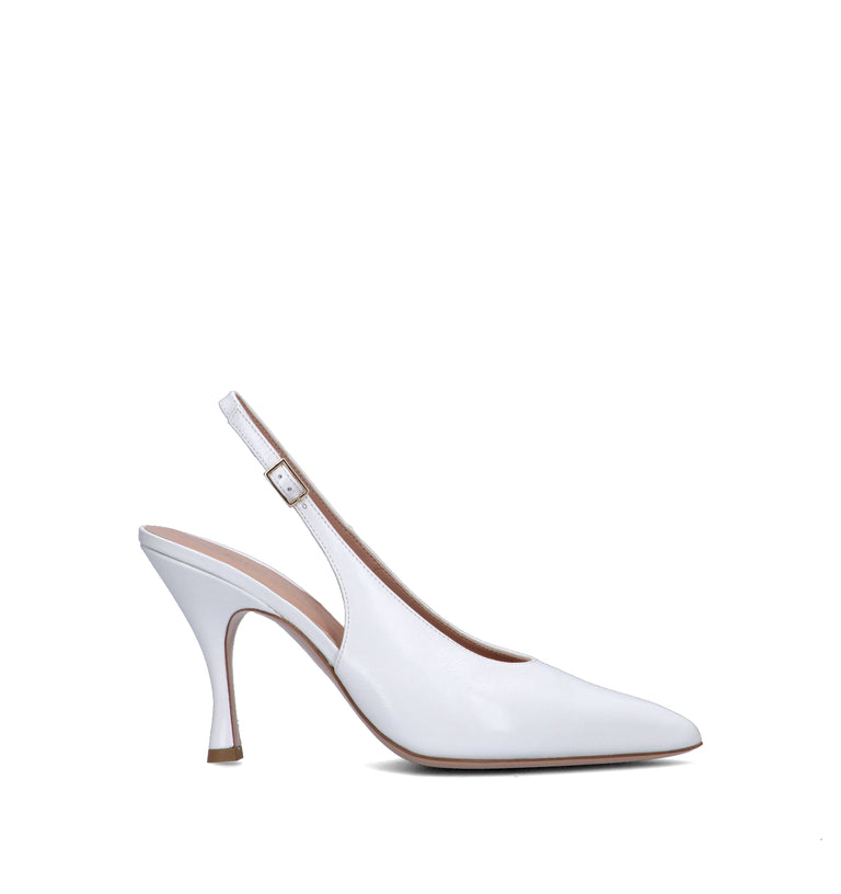 REBECCA VAN DIK Slingback donna bianca in pelle