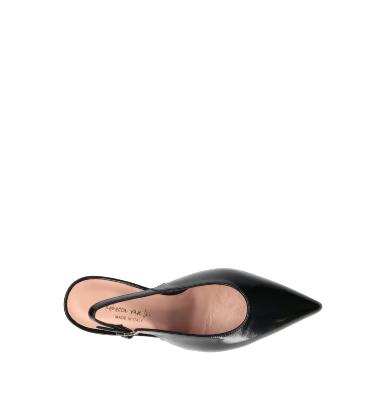 REBECCA VAN DIK Slingback donna nera in pelle