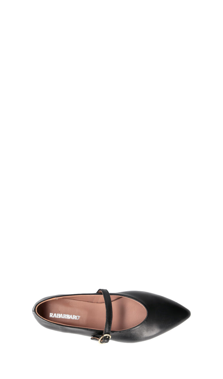 RABARBARO  Ballerina donna nera in pelle