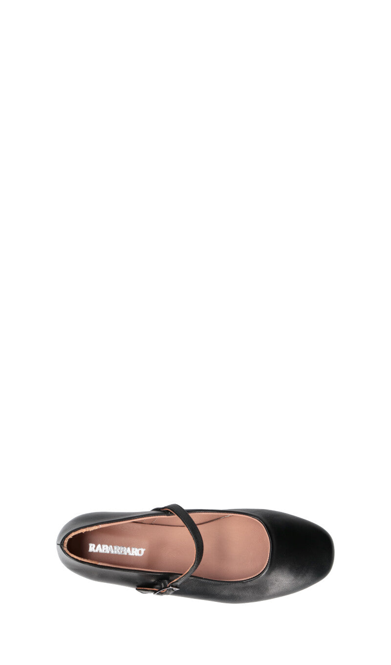 RABARBARO  Ballerina donna nera in pelle