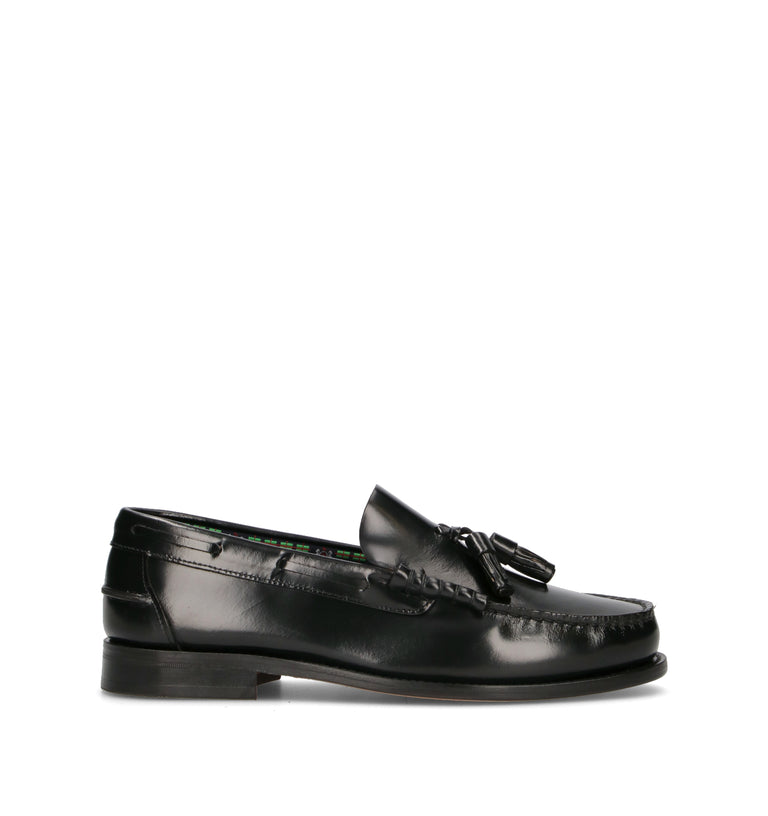 SAXONE Mocassino uomo nero in pelle
