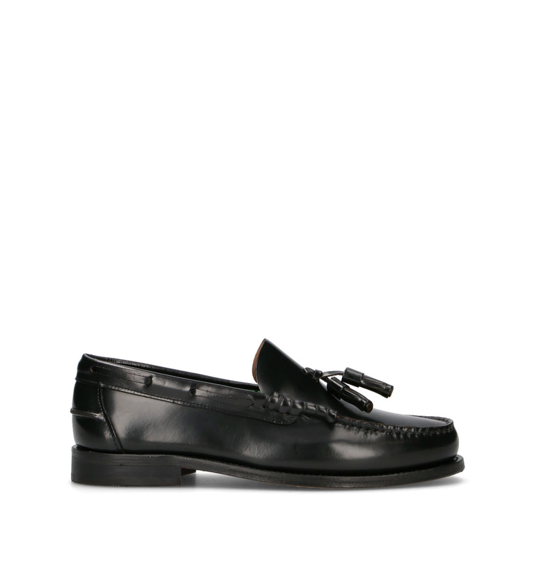 SAXONE Mocassino uomo nero in pelle