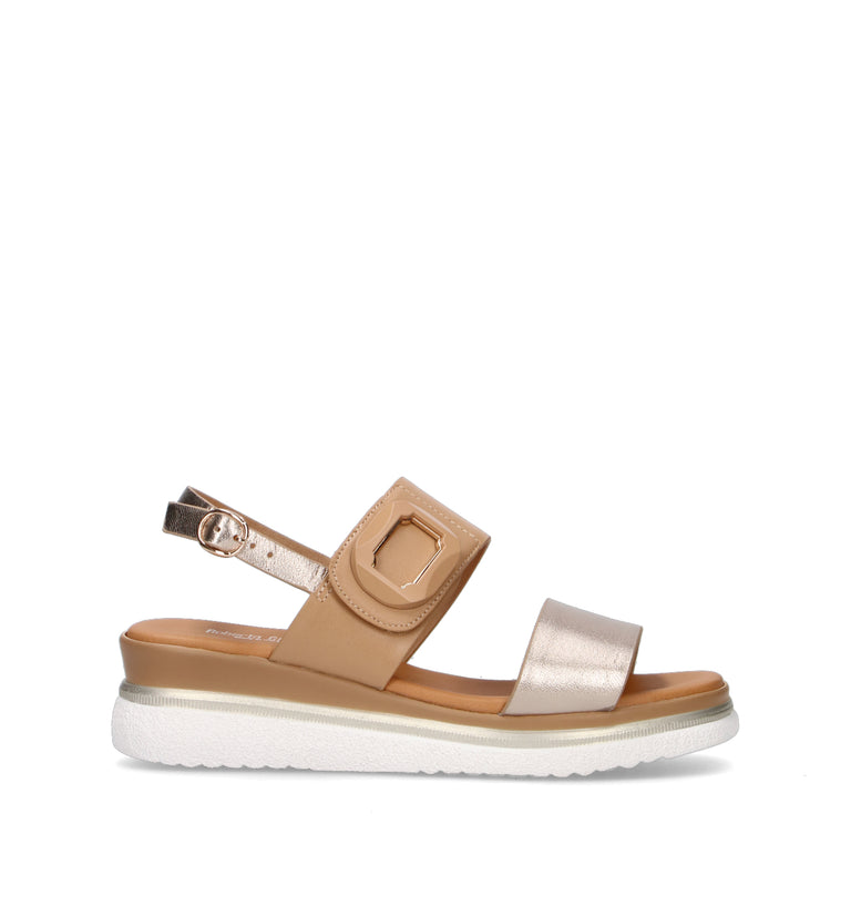 ROBERTA GINEPRI Sandalo donna cammello in pelle