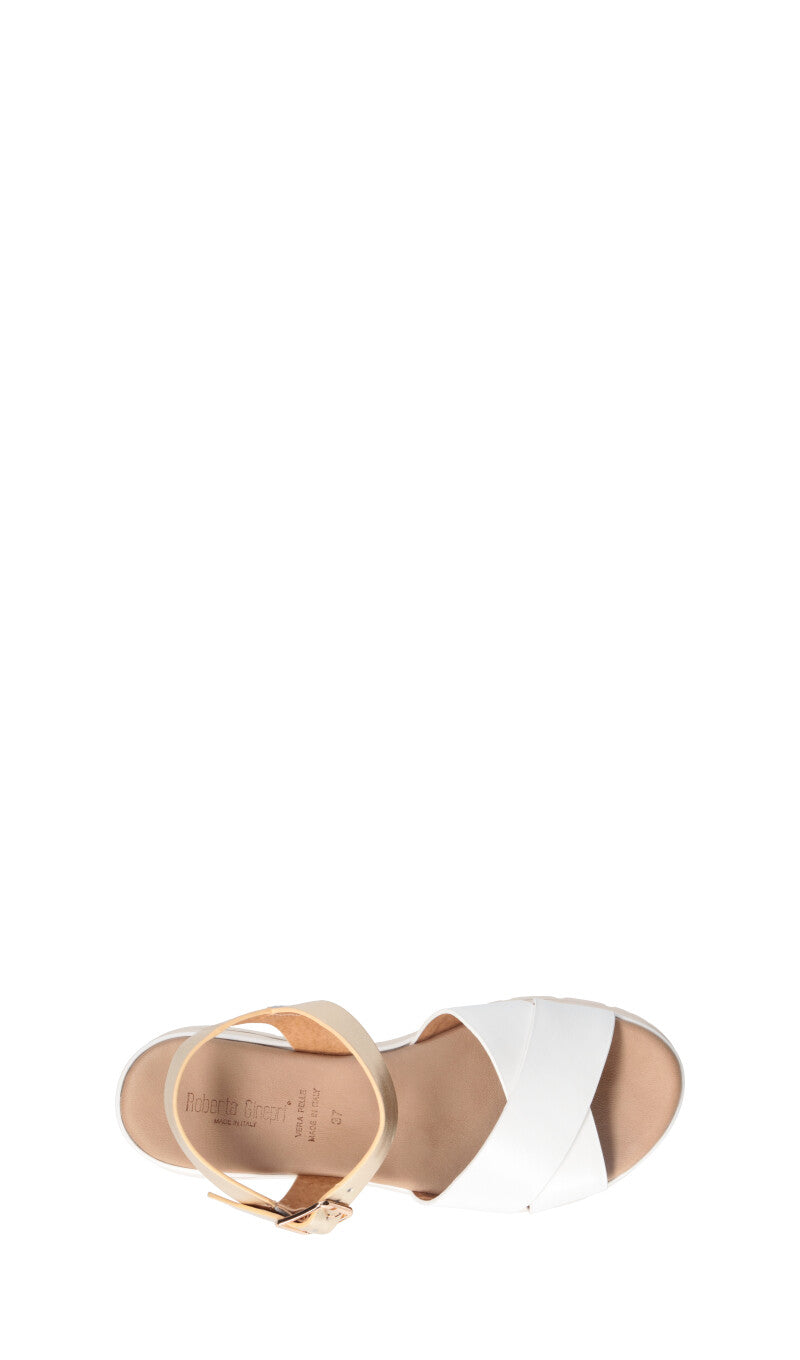 ROBERTA GINEPRI Sandalo donna bianco/oro in pelle