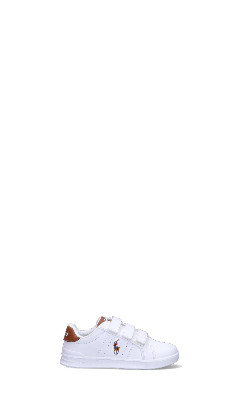 RALPH LAUREN Sneaker bimbo bianca/cuoio