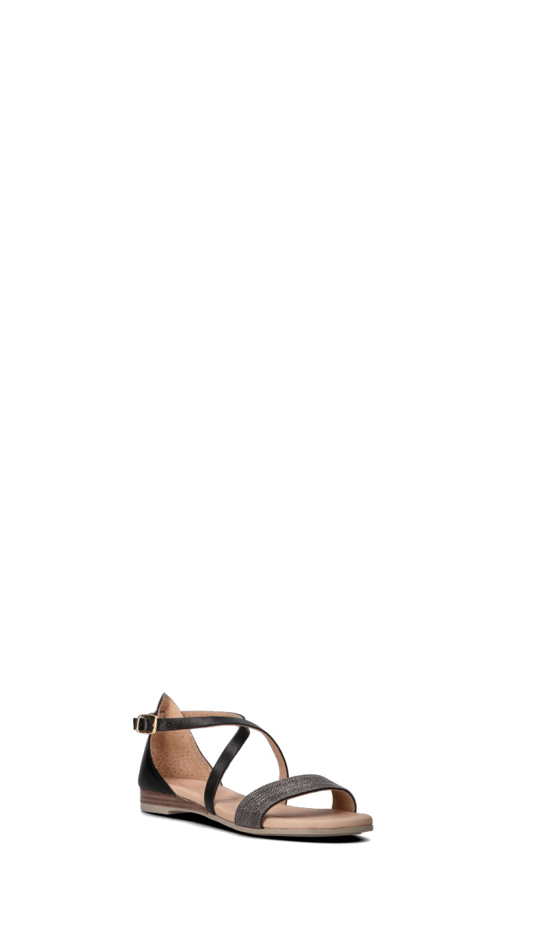 OLIVIA POSTER Sandalo donna nero/grigio in pelle