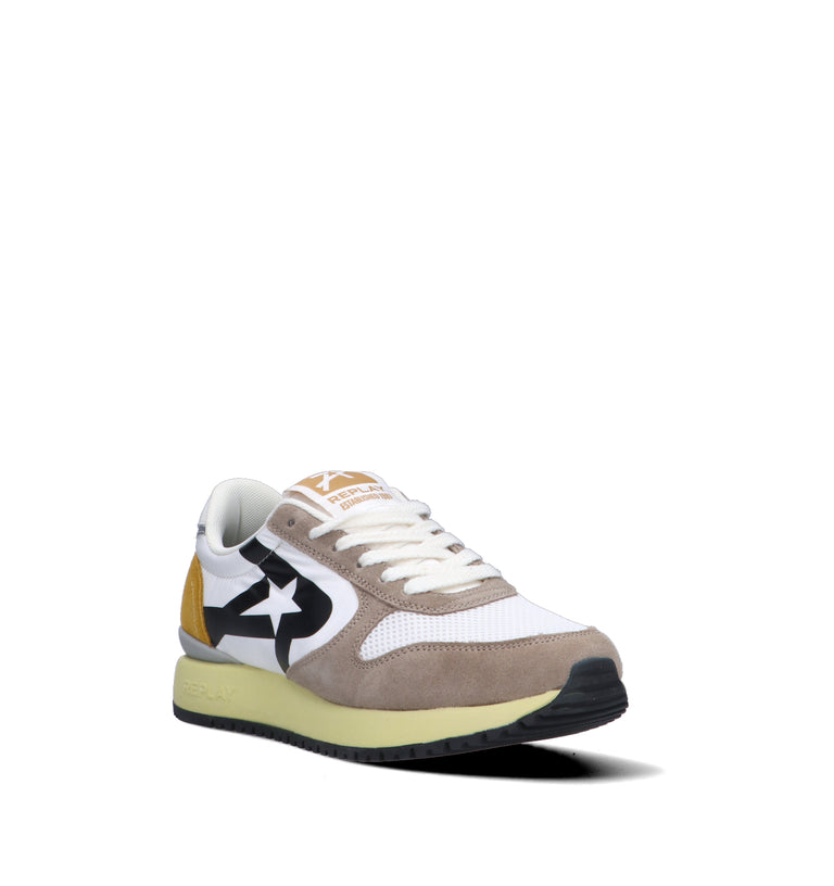 REPLAY Sneaker uomo bianca in tessuto e materiale sintetico. Il design dinamico è caratterizzato da