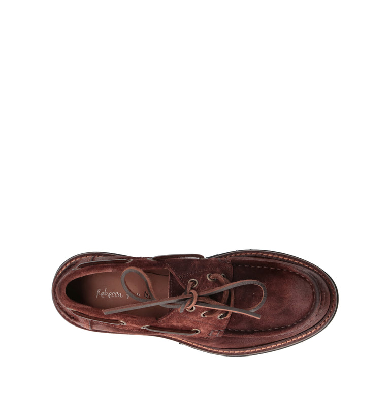 REBECCA VAN DIK Scarpa barca donna marrone in suede