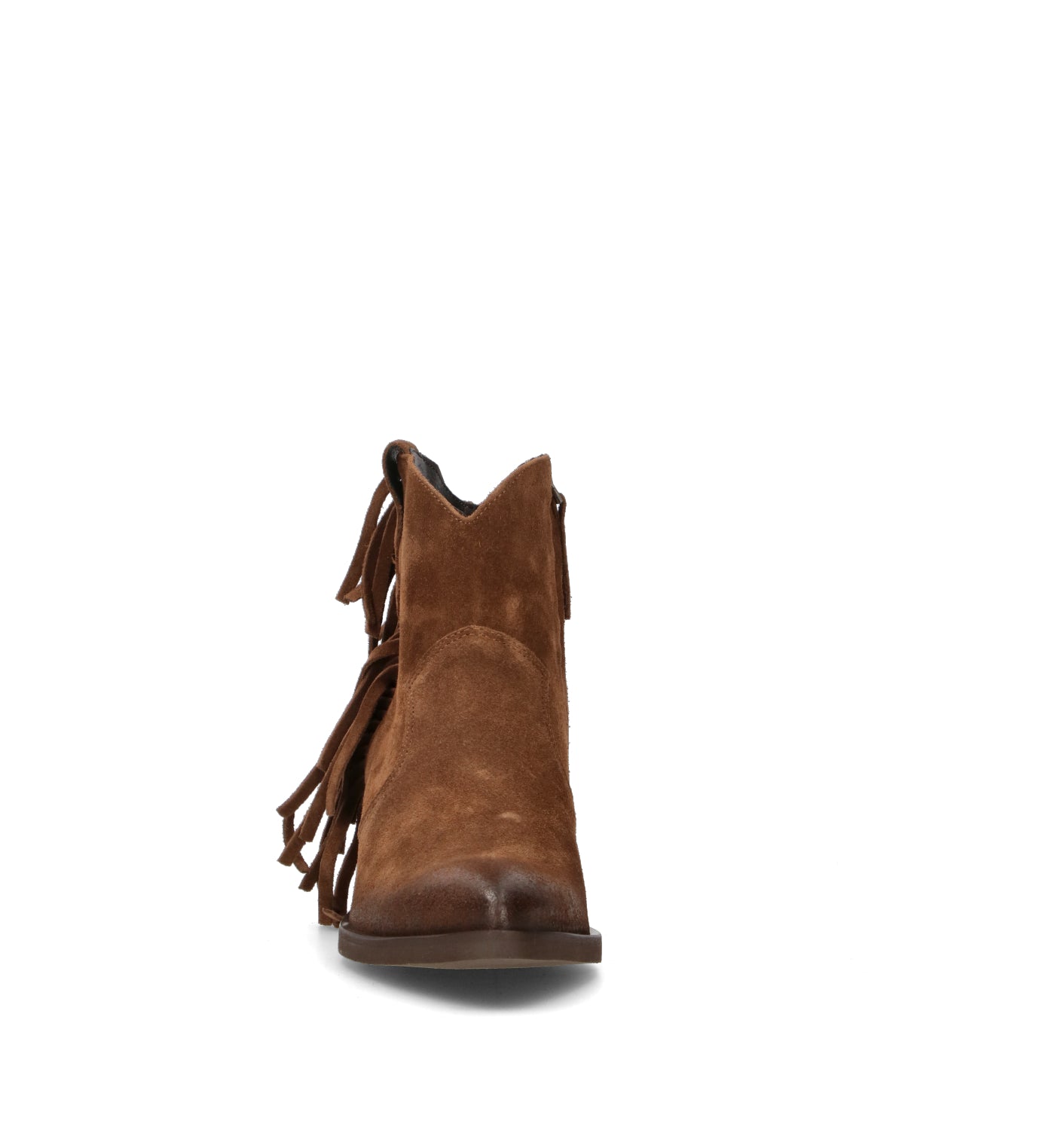 REBECCA VAN DIK Tronchetto donna marrone in suede con frange