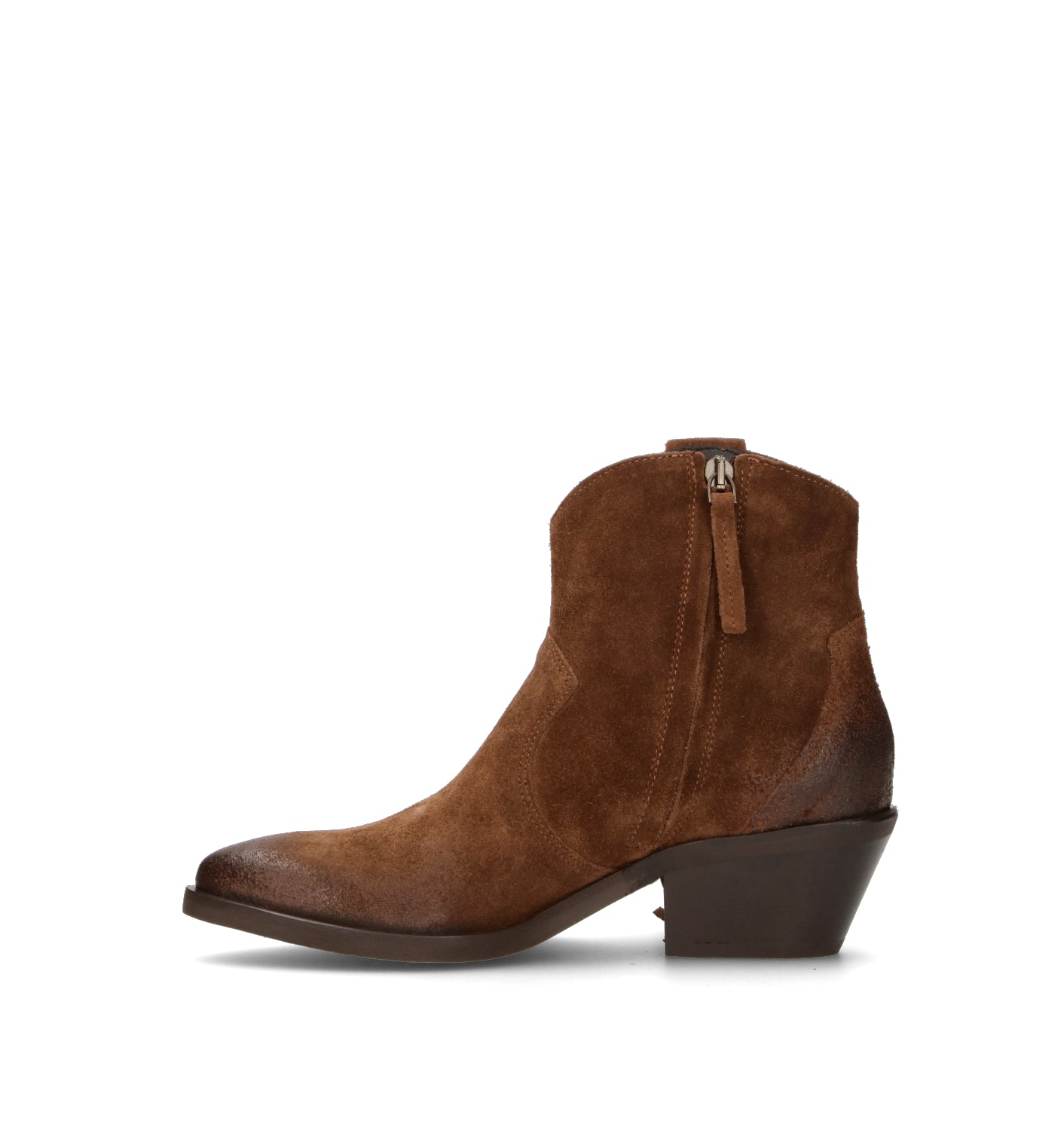 REBECCA VAN DIK Tronchetto donna marrone in suede con frange