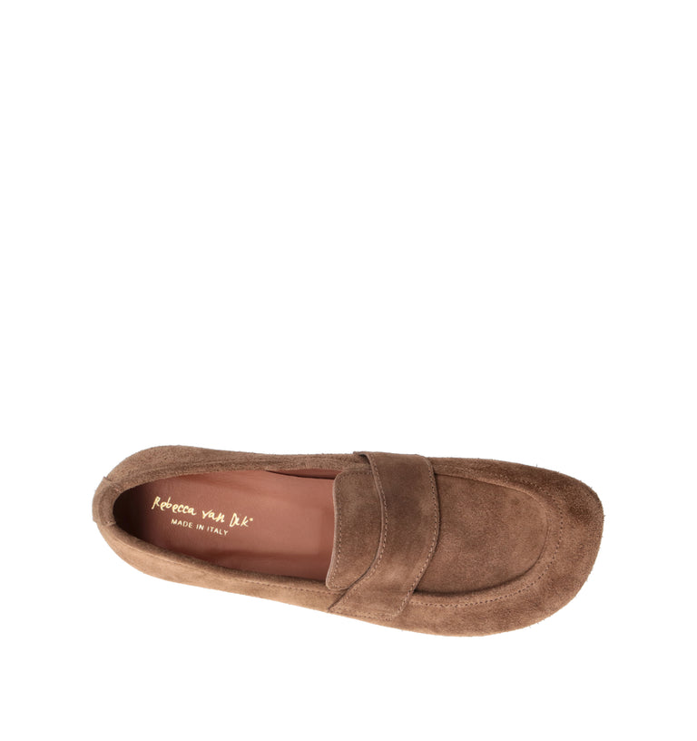 REBECCA VAN DIK Mocassino donna taupe in suede