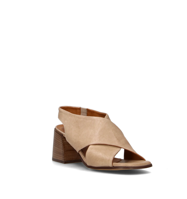 REBECCA VAN DIK Sandalo donna beige in pelle