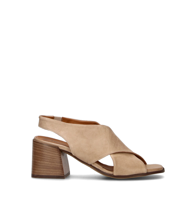 REBECCA VAN DIK Sandalo donna beige in pelle