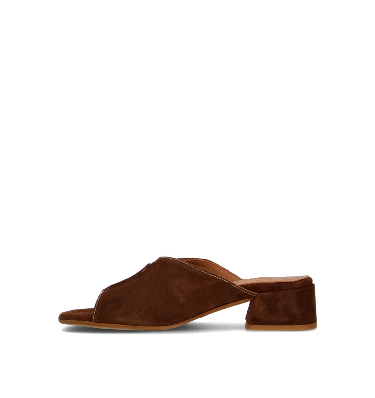 REBECCA VAN DIK Sandalo donna marrone in suede
