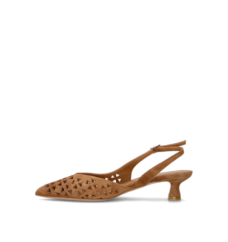 REBECCA VAN DIK Slingback donna marrone in suede