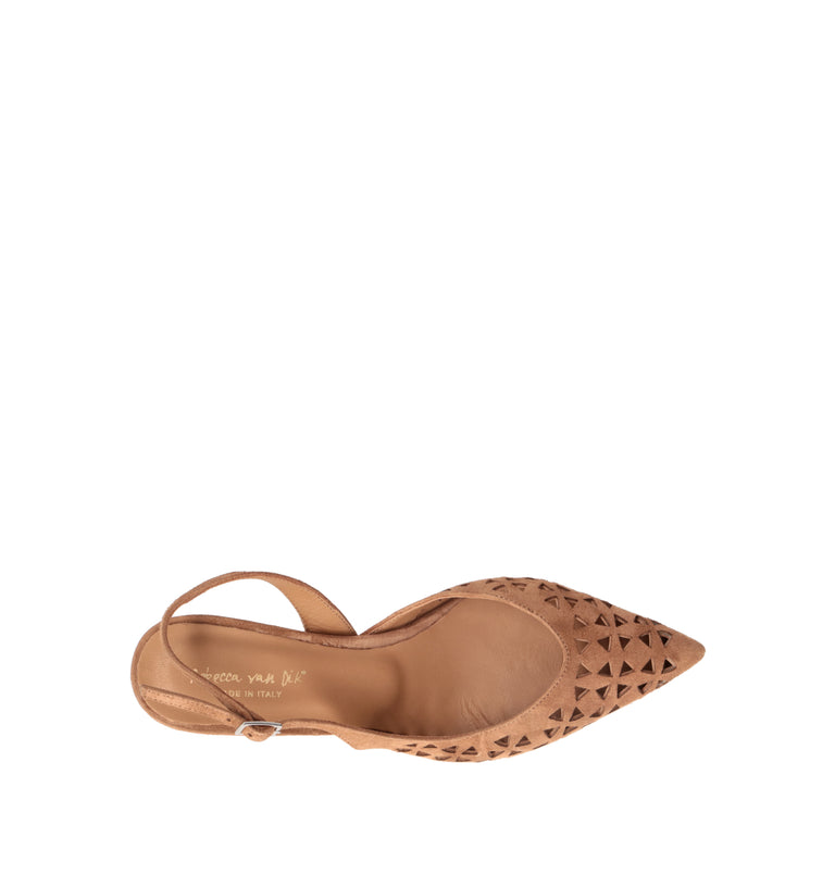 REBECCA VAN DIK Slingback donna marrone in suede