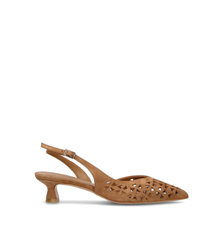 REBECCA VAN DIK Slingback donna marrone in suede