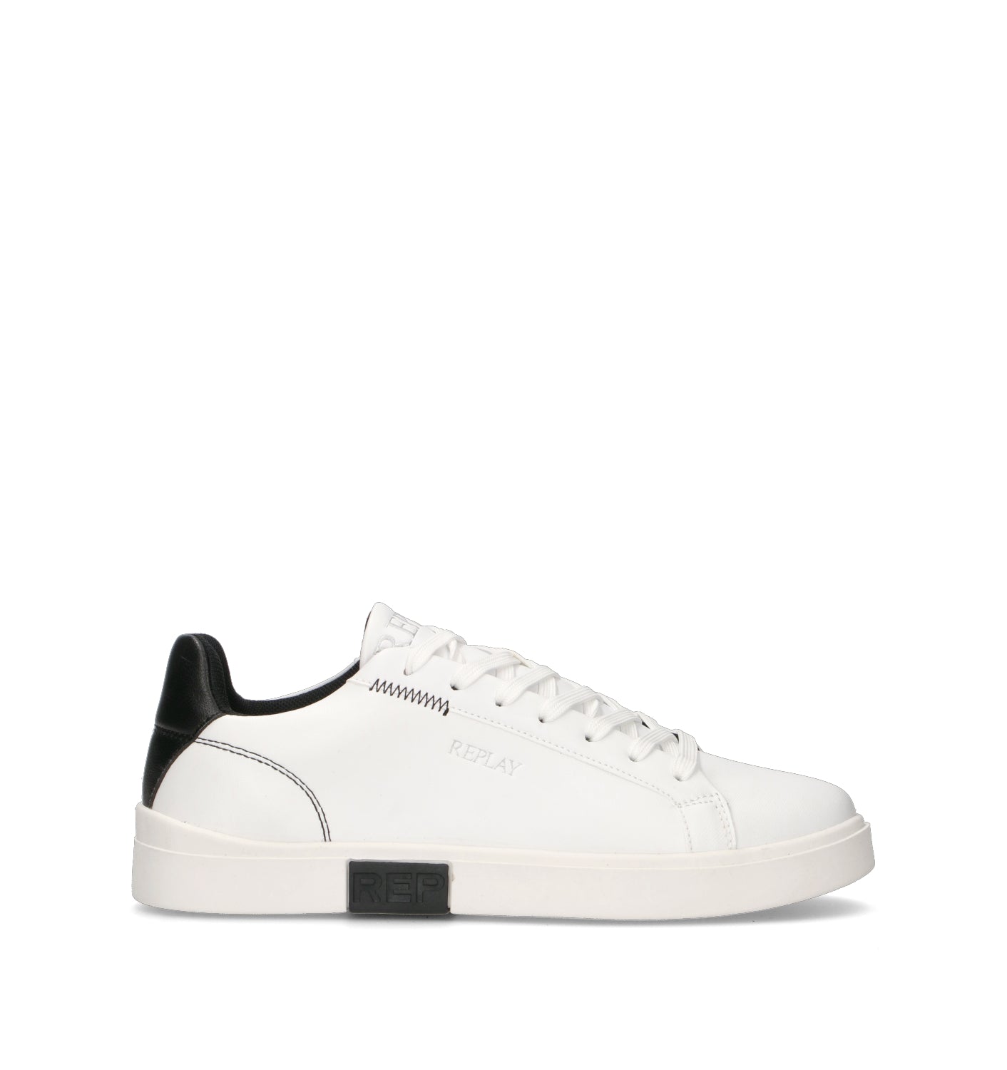 REPLAY Sneaker uomo bianca/nera in pelle