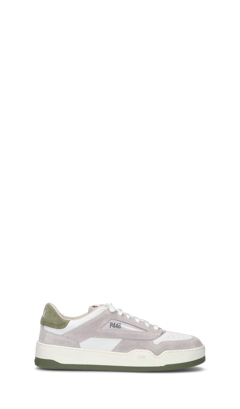 P448 Sneaker uomo bianca/verde in pelle