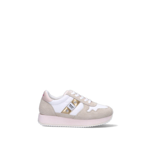 BLAUER Sneaker bimba bianca/beige/rosa/oro in suede