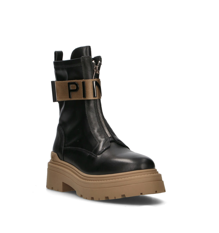 PINKO Anfibio donna nero in pelle