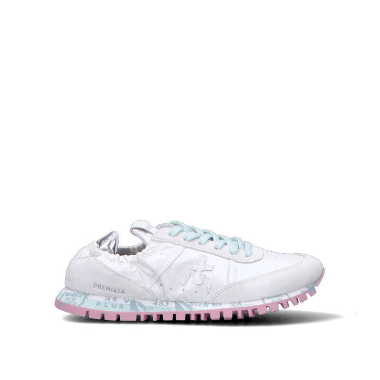 PREMIATA Sneaker donna grigia/azzurra/rosa in suede