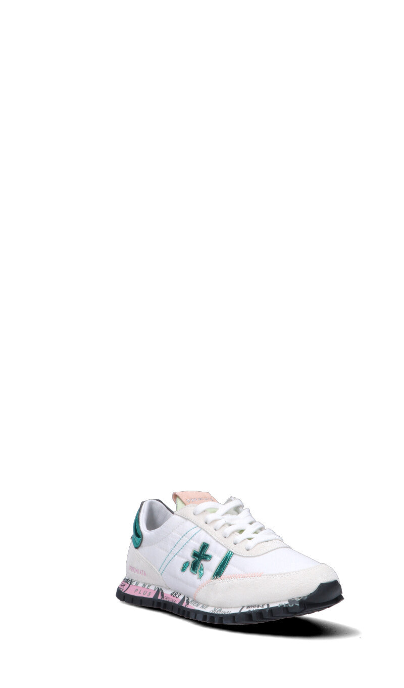 PREMIATA Sneaker donna bianca/verde/rosa in suede