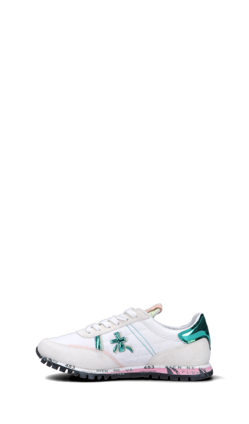 PREMIATA Sneaker donna bianca/verde/rosa in suede