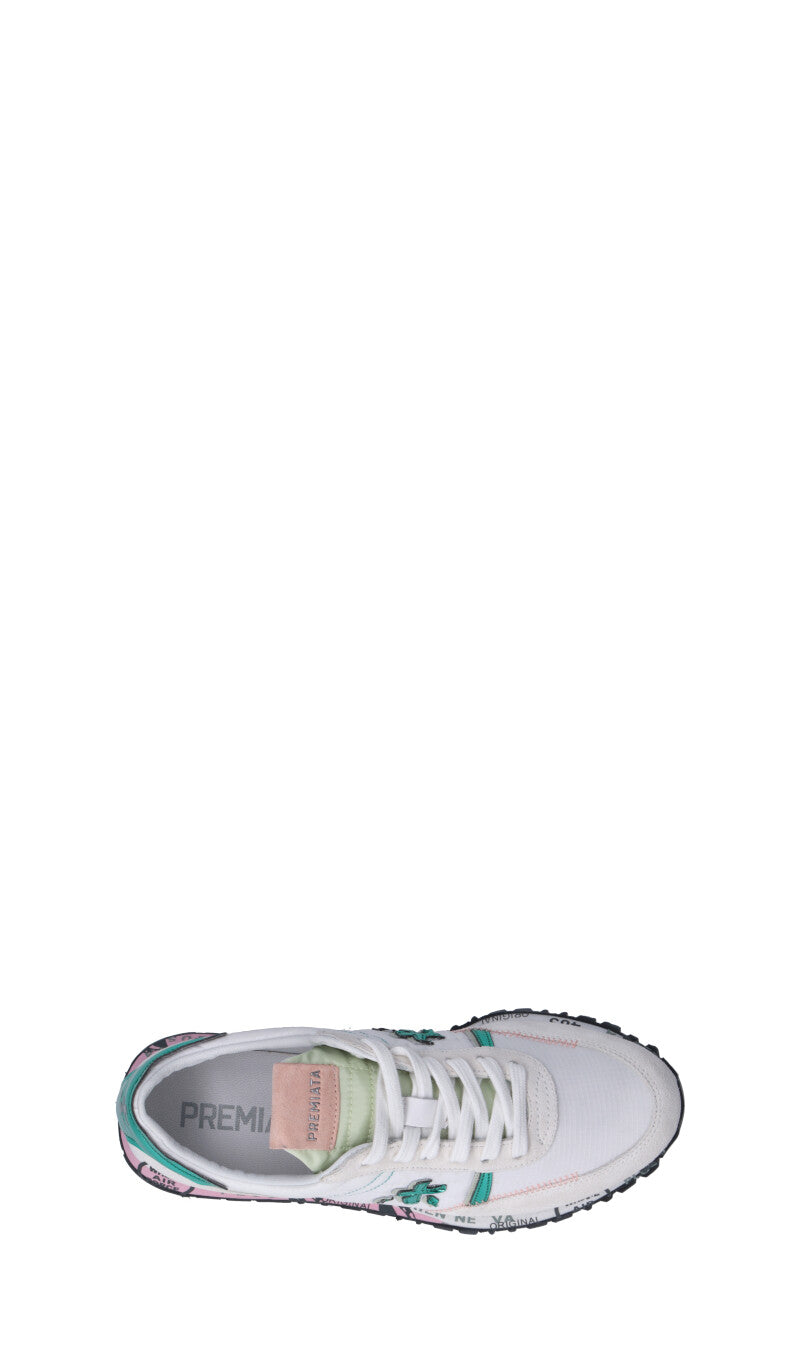 PREMIATA Sneaker donna bianca/verde/rosa in suede