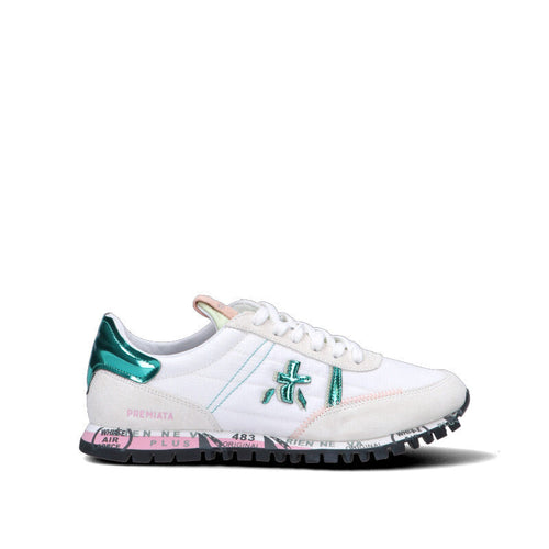 PREMIATA Sneaker donna bianca/verde/rosa in suede