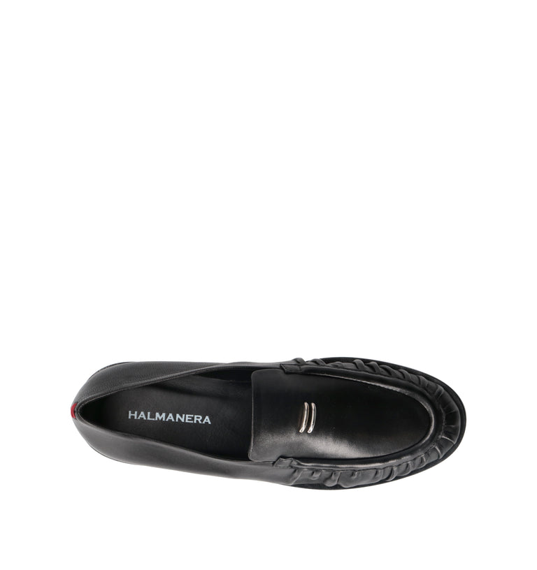 HALMANERA Mocassino donna nero in pelle