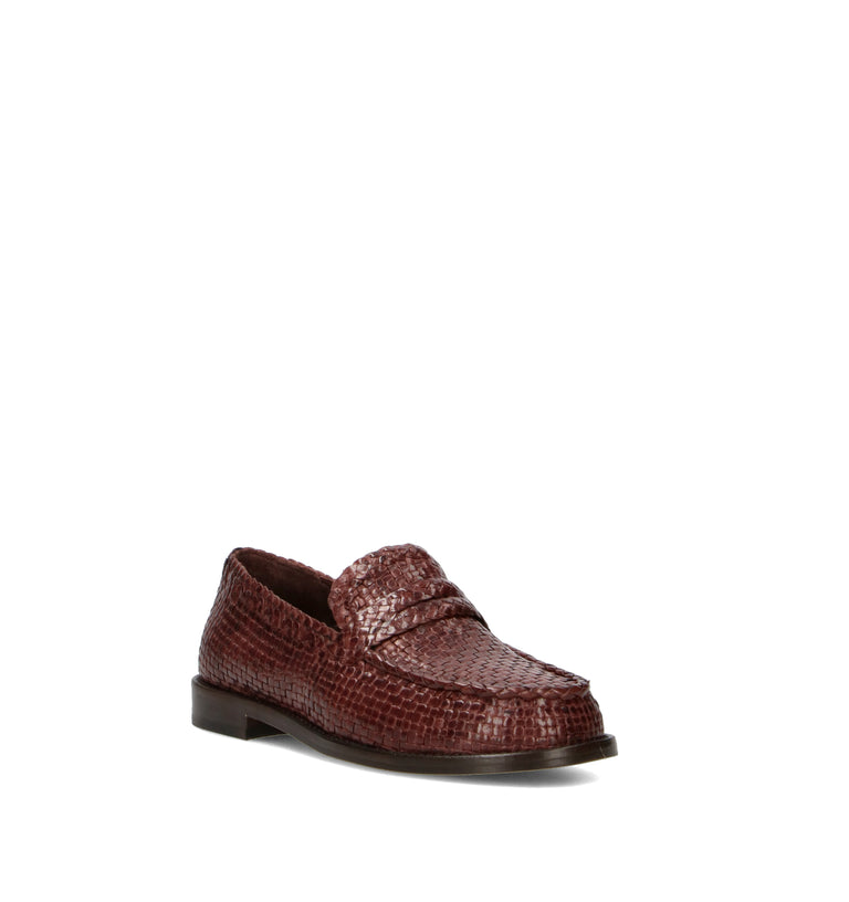 POEVE Mocassino donna marrone in pelle