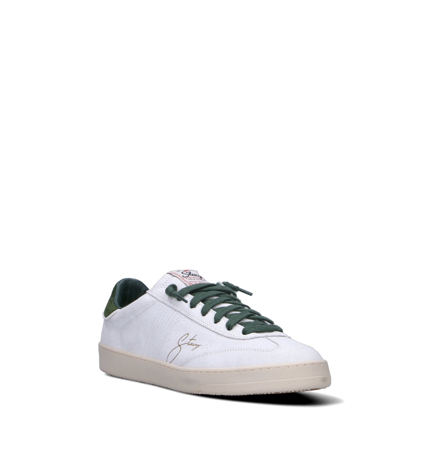 STACY Sneaker uomo bianca/verde in pelle