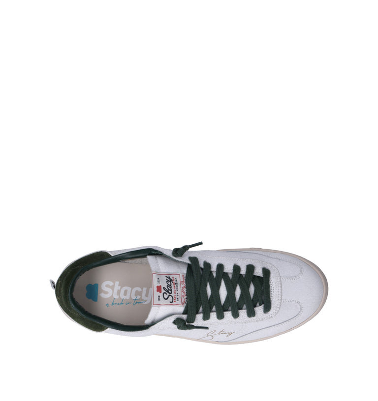 STACY Sneaker uomo bianca/verde in pelle