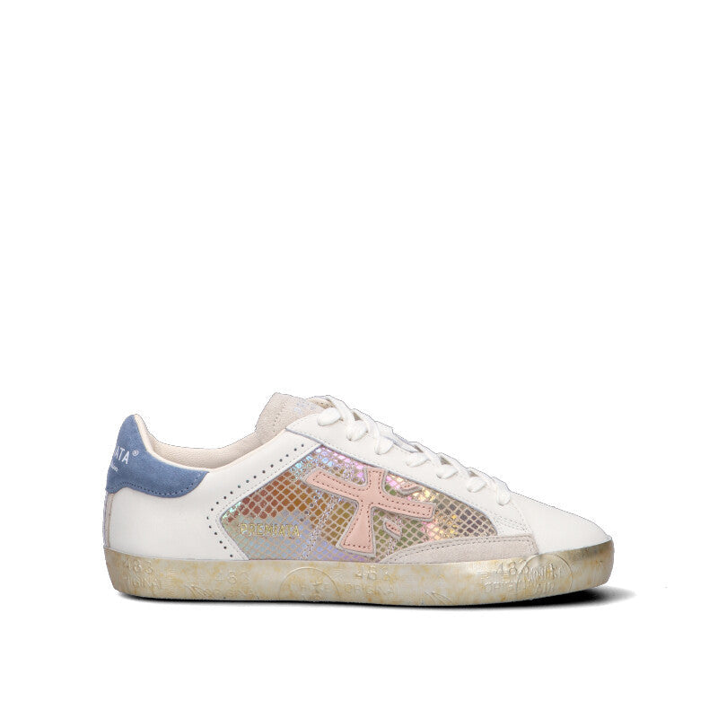PREMIATA Sneaker donna panna/marrone/blu in pelle