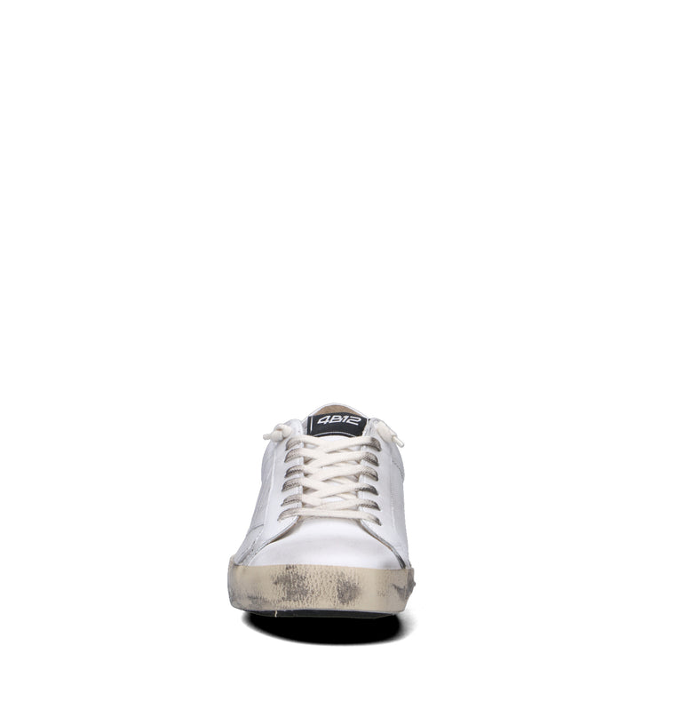 QUATTROBARRADODICI Sneaker uomo bianca in pelle