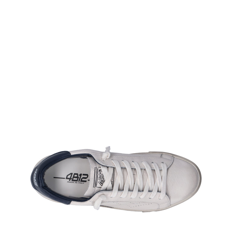 QUATTROBARRADODICI Sneaker uomo bianca in pelle