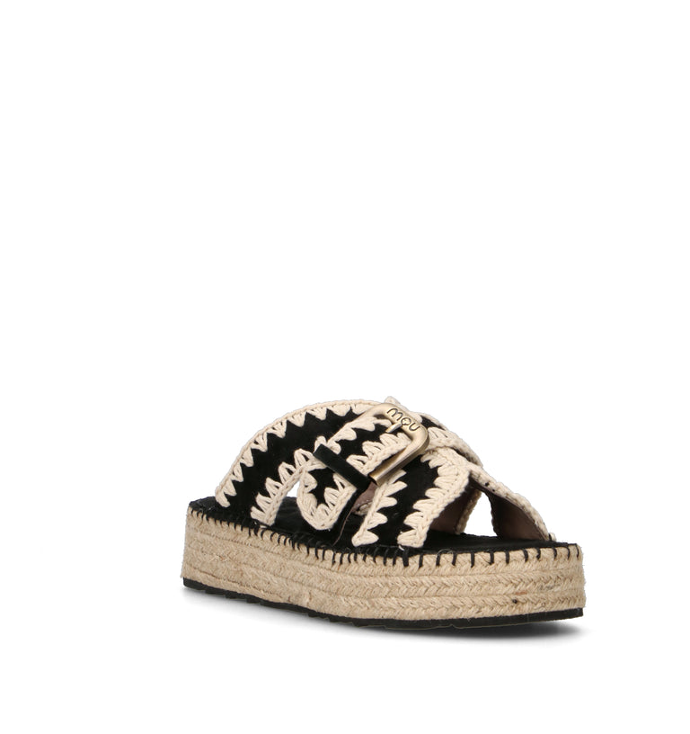 MOU Ciabatta donna nera in suede