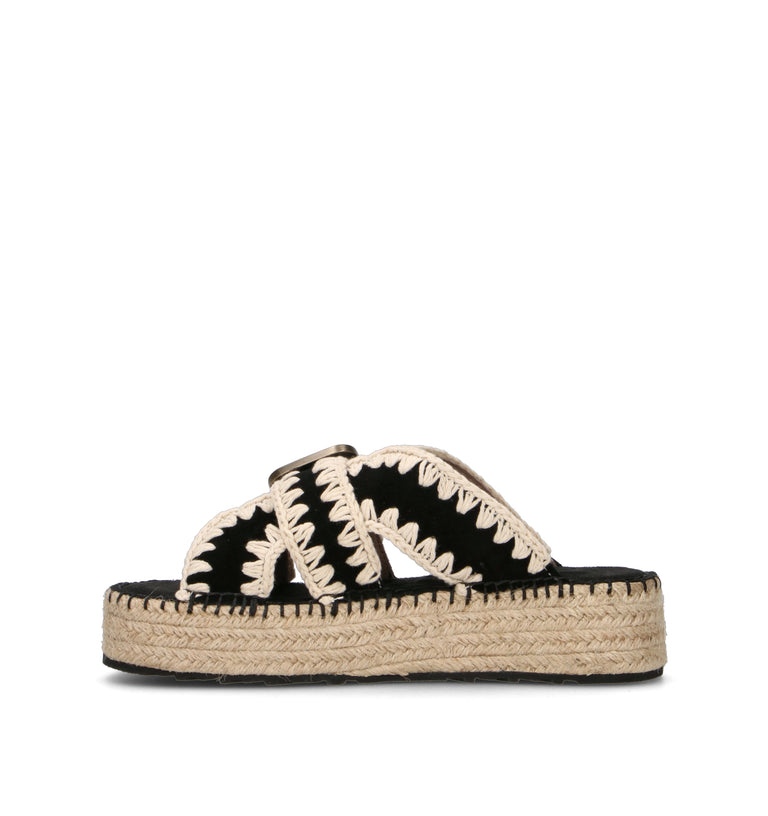 MOU Ciabatta donna nera in suede
