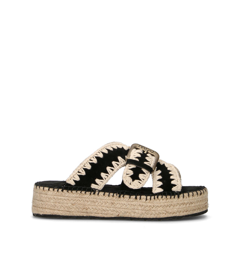 MOU Ciabatta donna nera in suede