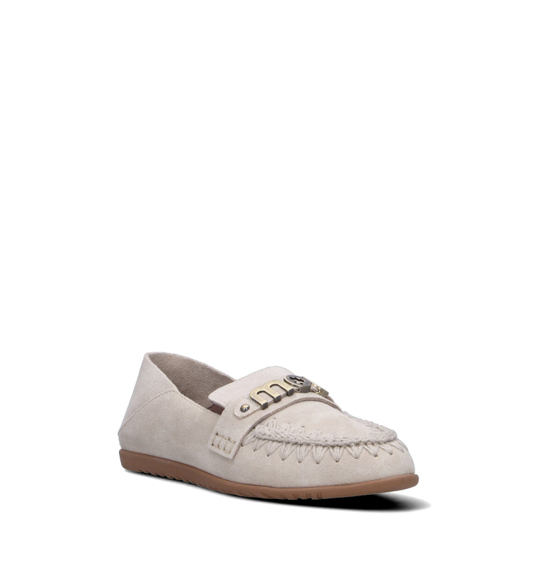 MOU Mocassino donna bianco in suede