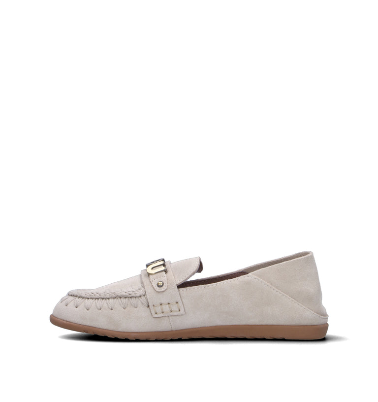 MOU Mocassino donna bianco in suede